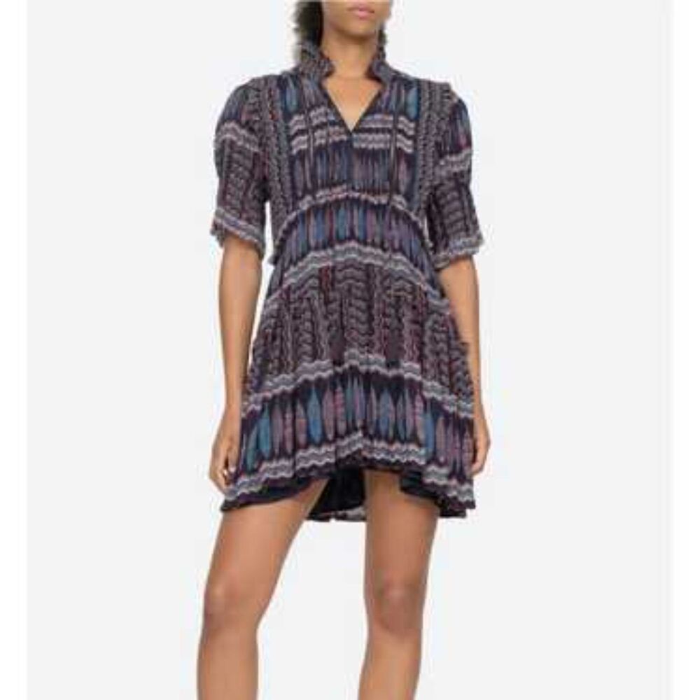Sea New York Flora Flounce Sleeve Dress. Size 2 High Neck Viscose